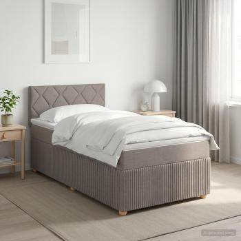 ARDEBO.de - Boxspringbett mit Matratze mit Kopfteil Taupe 90 x 200 cm Stoff