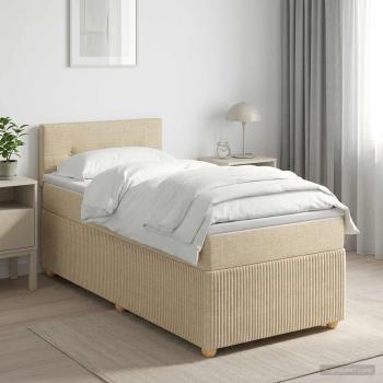 ARDEBO.de - Boxspringbett mit Matratze Creme 100 x 200 cm Stoff