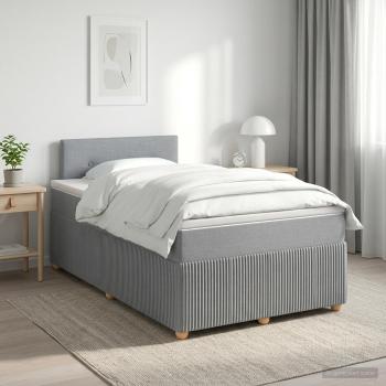 ARDEBO.de - Boxspringbett mit Matratze Hellgrau 120 x 190 cm Stoff