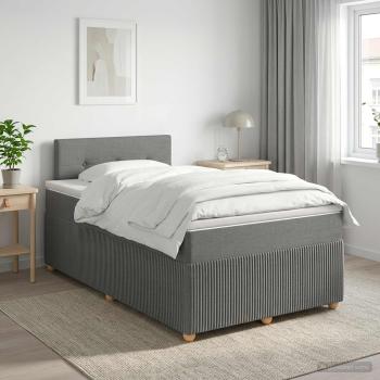 ARDEBO.de - Boxspringbett mit Matratze Dunkelgrau 120 x 200 cm Stoff