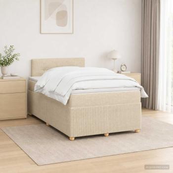 ARDEBO.de - Boxspringbett mit Matratze Creme 120 x 200 cm Stoff