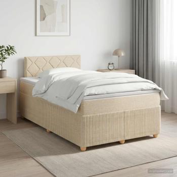 ARDEBO.de - Boxspringbett mit Matratze Creme 120 x 200 cm Stoff