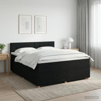 ARDEBO.de - Boxspringbett mit Matratze Schwarz 140 x 190 cm Stoff