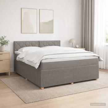 ARDEBO.de - Boxspringbett mit Matratze Taupe 140 x 190 cm Stoff