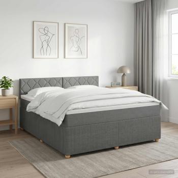 ARDEBO.de - Boxspringbett mit Matratze Dunkelgrau 160 x 200 cm Stoff