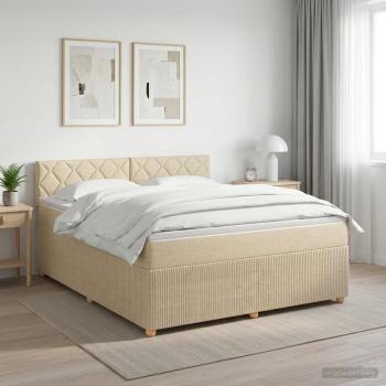 ARDEBO.de - Boxspringbett mit Matratze Creme 160 x 200 cm Stoff