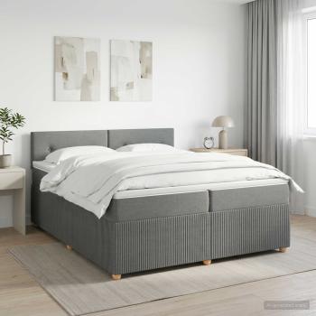 ARDEBO.de - Boxspringbett mit Matratze Dunkelgrau 200 x 200 cm Stoff