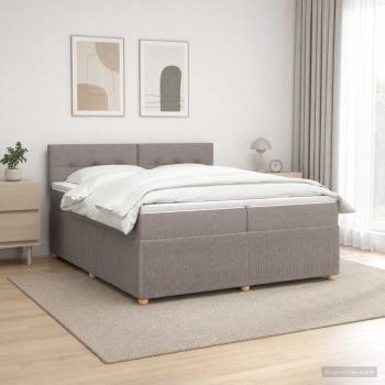 ARDEBO.de - Boxspringbett mit Matratze Taupe 200 x 200 cm Stoff