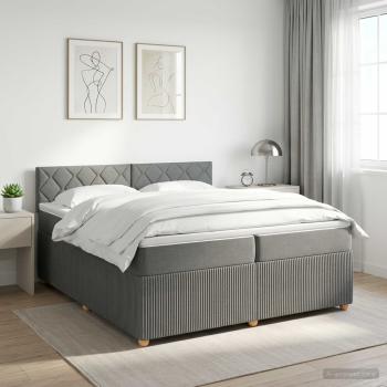 ARDEBO.de - Boxspringbett mit Matratze Dunkelgrau 200 x 200 cm Stoff