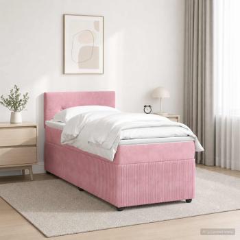 ARDEBO.de - Boxspringbett mit Matratze mit Kopfteil Rosa 80 x 200 cm Samt
