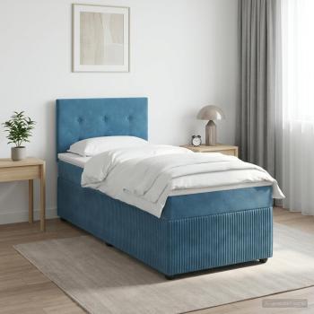 ARDEBO.de - Boxspringbett mit Matratze Dunkelblau 90 x 190 cm Samt
