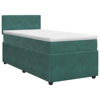 Boxspringbett mit Matratze Dunkelgrün 100 x 200 cm Samt