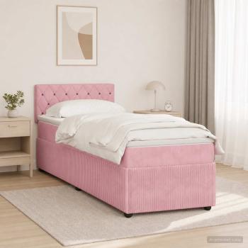 ARDEBO.de - Boxspringbett mit Matratze mit Kopfteil Rosa 100 x 200 cm Samt