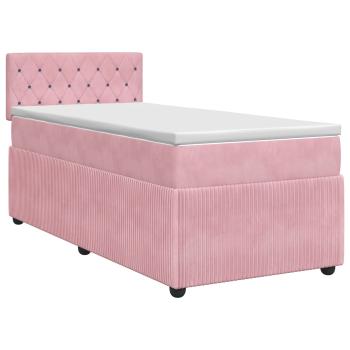 Boxspringbett mit Matratze mit Kopfteil Rosa 100 x 200 cm Samt