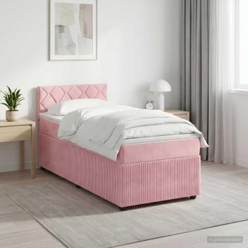 ARDEBO.de - Boxspringbett mit Matratze mit Kopfteil Rosa 100 x 200 cm Samt
