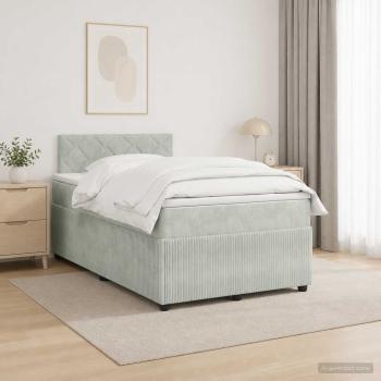 ARDEBO.de - Boxspringbett mit Matratze Hellgrau 120 x 190 cm Samt