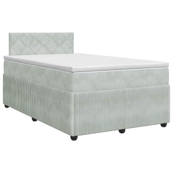 Boxspringbett mit Matratze Hellgrau 120 x 190 cm Samt