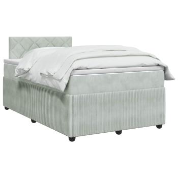 Boxspringbett mit Matratze Hellgrau 120 x 190 cm Samt