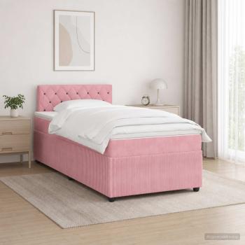 ARDEBO.de - Boxspringbett mit Matratze mit Kopfteil Rosa 120 x 200 cm Samt