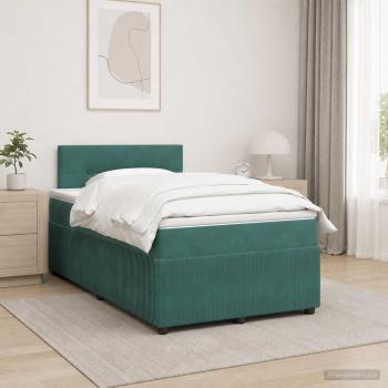 ARDEBO.de - Boxspringbett mit Matratze Dunkelgrün 120 x 200 cm Samt