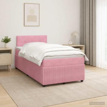 ARDEBO.de - Boxspringbett mit Matratze mit Kopfteil Rosa 120 x 200 cm Samt