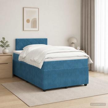 ARDEBO.de - Boxspringbett mit Matratze Dunkelblau 120 x 200 cm Samt