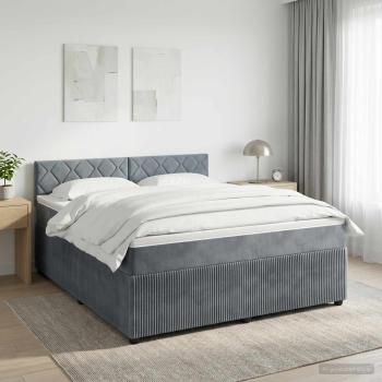 ARDEBO.de - Boxspringbett mit Matratze Dunkelgrau 140 x 190 cm Samt