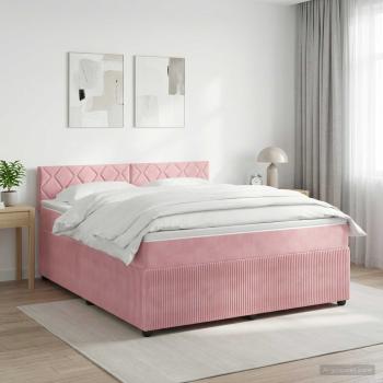 ARDEBO.de - Boxspringbett mit Matratze mit Kopfteil Rosa 140 x 190 cm Samt