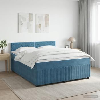 ARDEBO.de - Boxspringbett mit Matratze Dunkelblau 180 x 200 cm Samt