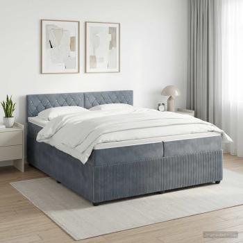 ARDEBO.de - Boxspringbett mit Matratze Dunkelgrau 200 x 200 cm Samt