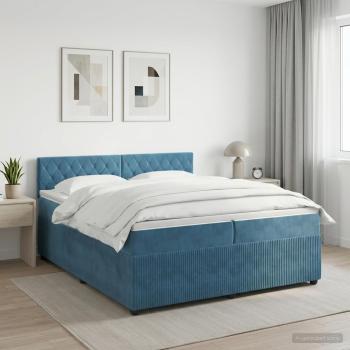 ARDEBO.de - Boxspringbett mit Matratze Dunkelblau 200 x 200 cm Samt