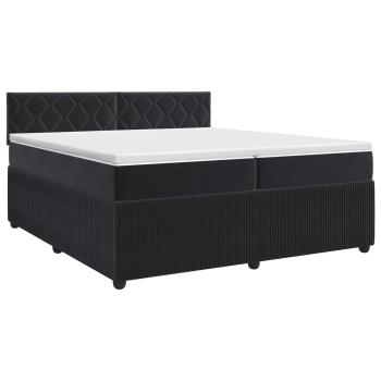 Boxspringbett mit Matratze Schwarz 200 x 200 cm Samt