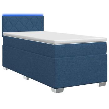 Boxspringbett mit Matratze und LED Blau 80 x 200 cm Stoff
