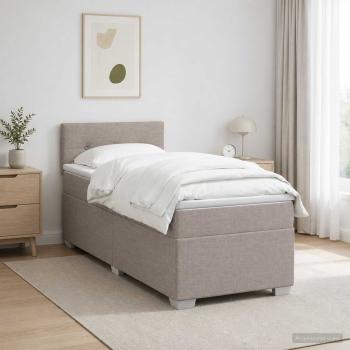 Boxspringbett mit Matratze und LED Taupe 90 x 190 cm Stoff