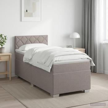 ARDEBO.de - Boxspringbett mit Matratze und LED Taupe 90 x 190 cm Stoff