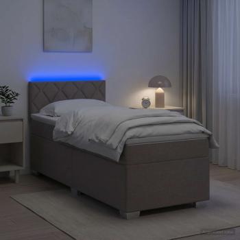 Boxspringbett mit Matratze und LED Taupe 90 x 200 cm Stoff
