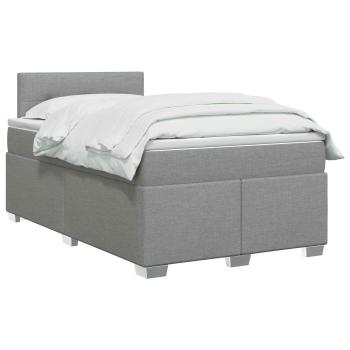 Boxspringbett mit Matratze und LED Hellgrau 120 x 190 cm Stoff