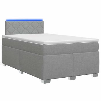 Boxspringbett mit Matratze und LED Hellgrau 120 x 190 cm Stoff