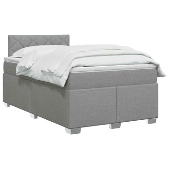 Boxspringbett mit Matratze und LED Hellgrau 120 x 190 cm Stoff