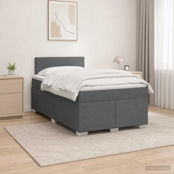 ARDEBO.de - Boxspringbett mit Matratze und LED Dunkelgrau 120 x 200 cm