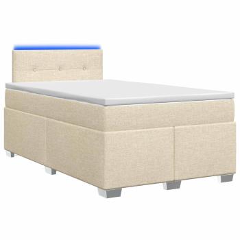 Boxspringbett mit Matratze und LED Creme 120 x 200 cm Stoff