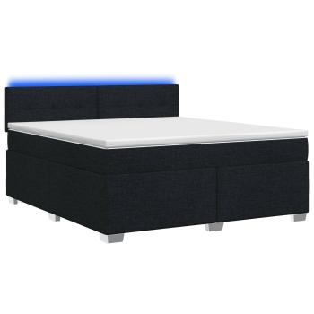 Boxspringbett mit Matratze und LED Schwarz 140 x 190 cm Stoff