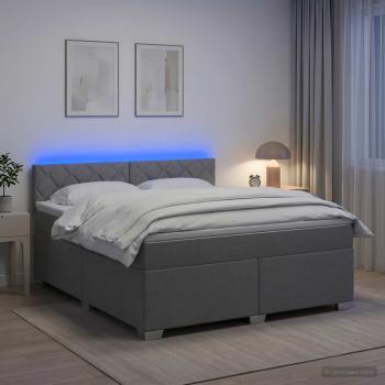 Boxspringbett mit Matratze und LED Hellgrau 140 x 190 cm Stoff