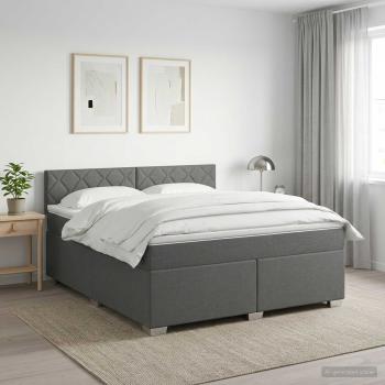 Boxspringbett mit Matratze und LED Dunkelgrau 140 x 200 cm
