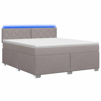 Boxspringbett mit Matratze und LED Taupe 140 x 200 cm Stoff