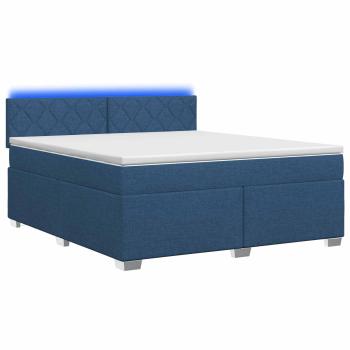 Boxspringbett mit Matratze und LED Blau 160 x 200 cm Stoff