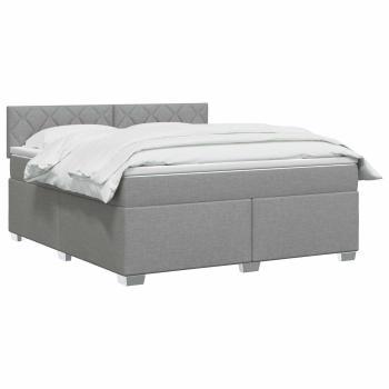Boxspringbett mit Matratze und LED Hellgrau 180 x 200 cm Stoff