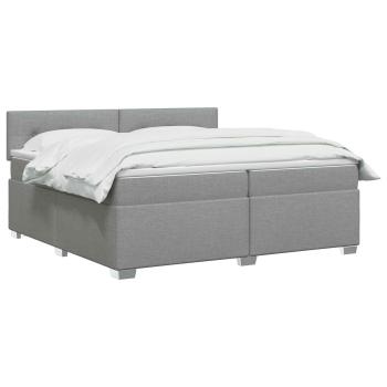 Boxspringbett mit Matratze und LED Hellgrau 200 x 200 cm Stoff