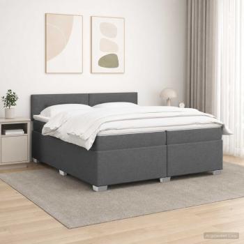 ARDEBO.de - Boxspringbett mit Matratze und LED Dunkelgrau 200 x 200 cm