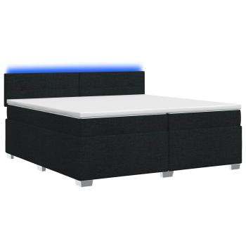 Boxspringbett mit Matratze und LED Schwarz 200 x 200 cm Stoff